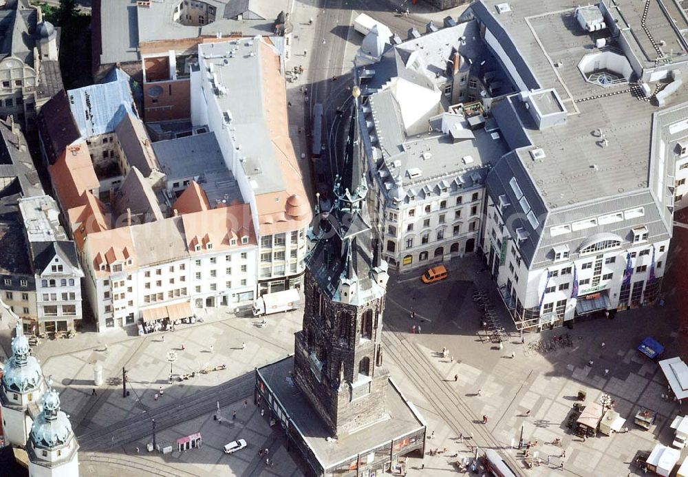 Halle / Saale from above - Marktplatz im Stadtzentrum von Halle an der Saale in SA.