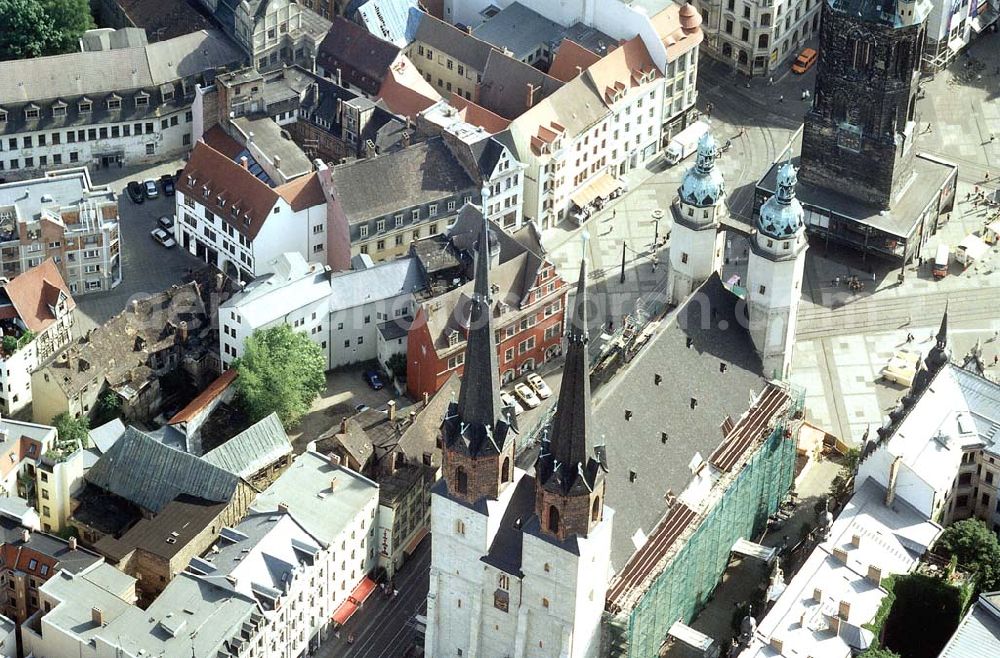 Aerial image Halle / Saale - Marktplatz im Stadtzentrum von Halle an der Saale in SA.