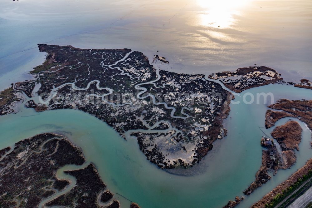 Aerial photograph Marano Lagunare - Marsh islands at the seaside Laguna Marano in Marano Lagunare in Friaul-Julisch Venetien, Italy