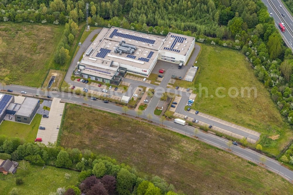 Aerial image Gladbeck - Buildings and production halls on the site of the mechanical engineering company DOGA Steuerungstechnik GmbH on Heinrich-Hertz-Strasse in Gladbeck at Ruhrgebiet in the state North Rhine-Westphalia, Germany