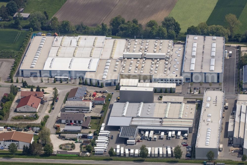 Aerial image Jettingen-Scheppach - Buildings and production halls on the site of the mechanical engineering company Erwin Auerhammer GmbH in Jettingen-Scheppach in the state Bavaria, Germany