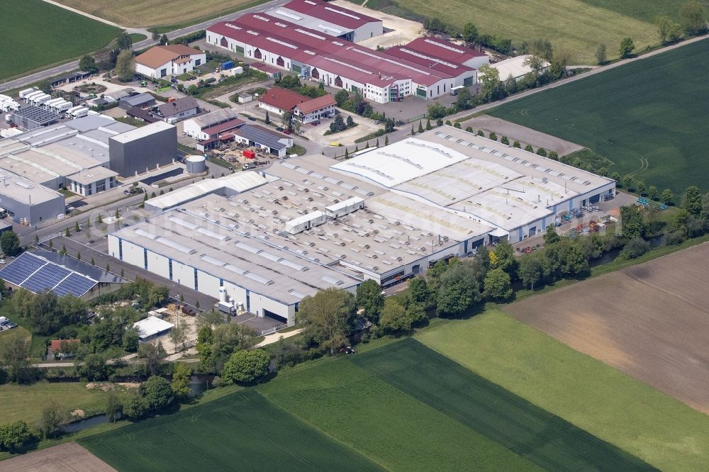 Jettingen-Scheppach from above - Buildings and production halls on the site of the mechanical engineering company Erwin Auerhammer GmbH in Jettingen-Scheppach in the state Bavaria, Germany