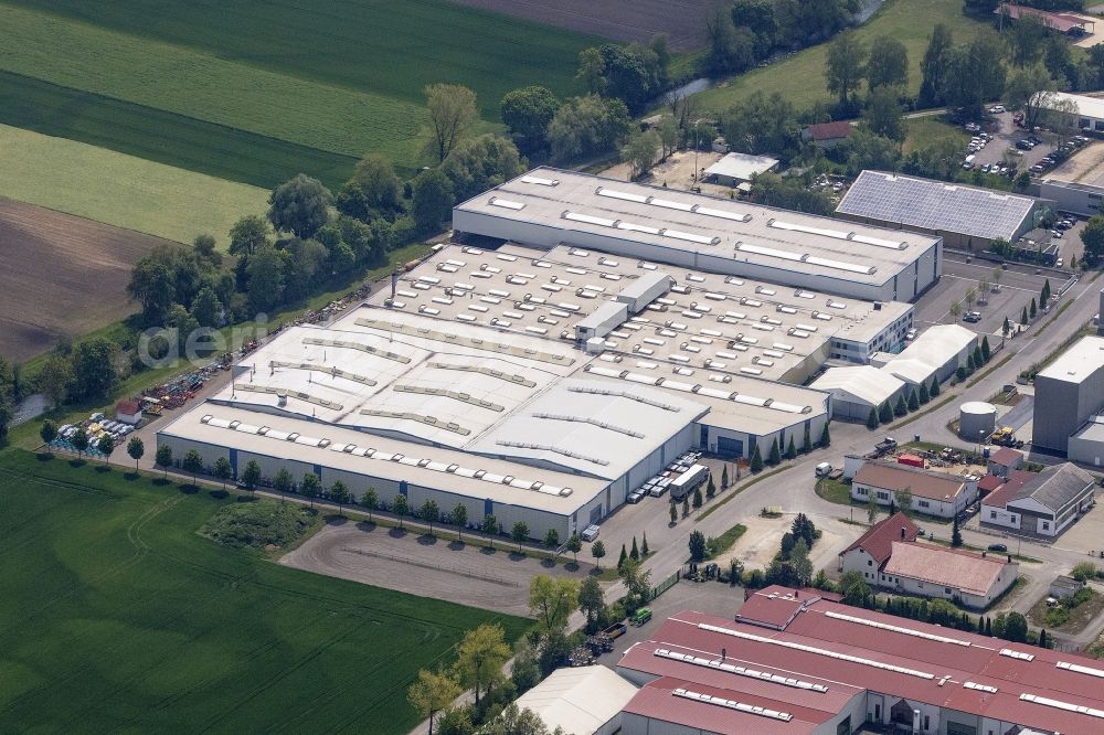 Aerial image Jettingen-Scheppach - Buildings and production halls on the site of the mechanical engineering company Erwin Auerhammer GmbH in Jettingen-Scheppach in the state Bavaria, Germany