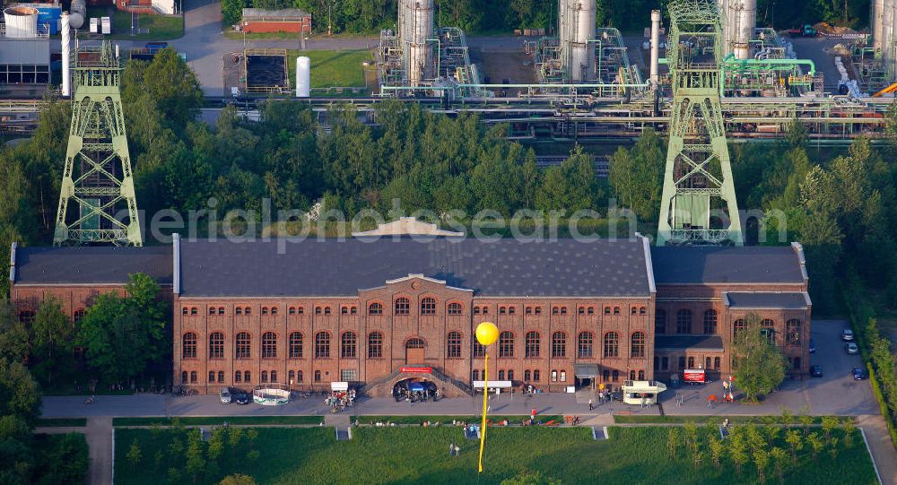 Gladbeck from the bird's eye view: Die Maschinenhalle Zeche Zweckel an der Frentroper Straße in Gladbeck in Nordrhein-Westfalen. Das Gebäude wurde 1909 errichter und steht seit 1988 unter Denkmalschutz. Ein Projekt der Stiftung Industriedenkmalpflege und Geschichtskultur. The machine hall coal mine Zweckel at the street Frentroper Strasse in Gladbeck in North Rhine-Westphalia. The hall was build in 1909. Since 1988 the machine hall is a listed building. A project of the Stiftung Industriedenkmalpflege und Geschichtskultur.