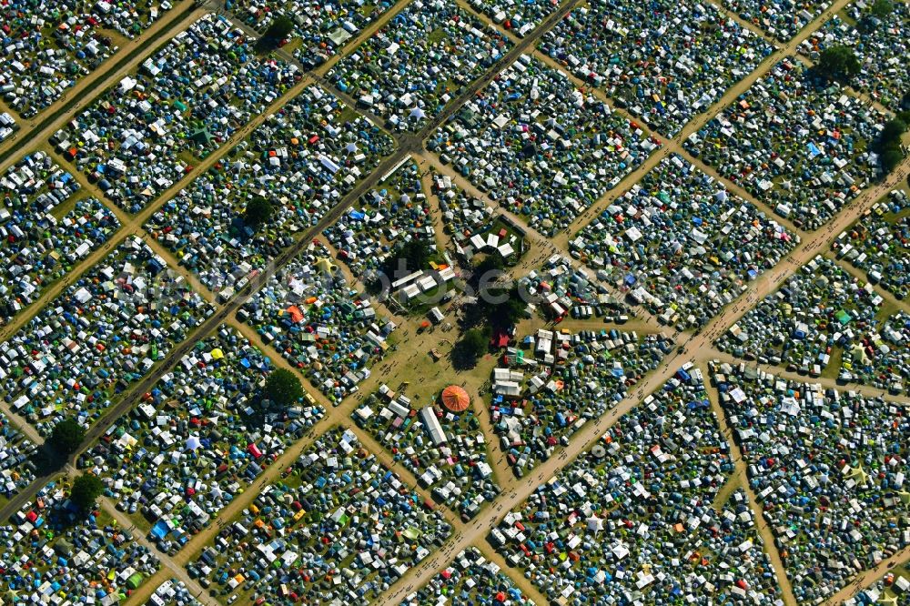 Aerial photograph Lärz - Crowd of visitors to the Fusion Festival at the airfield Laerz - Rechlin in Laerz in Mecklenburg-Vorpommern, Germany