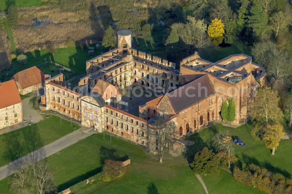 Aerial photograph Dargun - Ruins - Walls of the monastery and palace complex Dargun in Mecklenburg - Western Pomerania