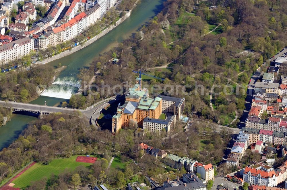 Aerial photograph München OT Haidhausen - View of the Maximilianeum in Munich in the state Bavaria