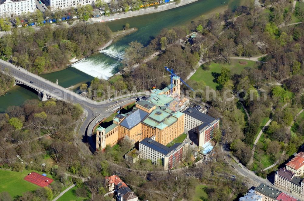 Aerial photograph München OT Haidhausen - View of the Maximilianeum in Munich in the state Bavaria