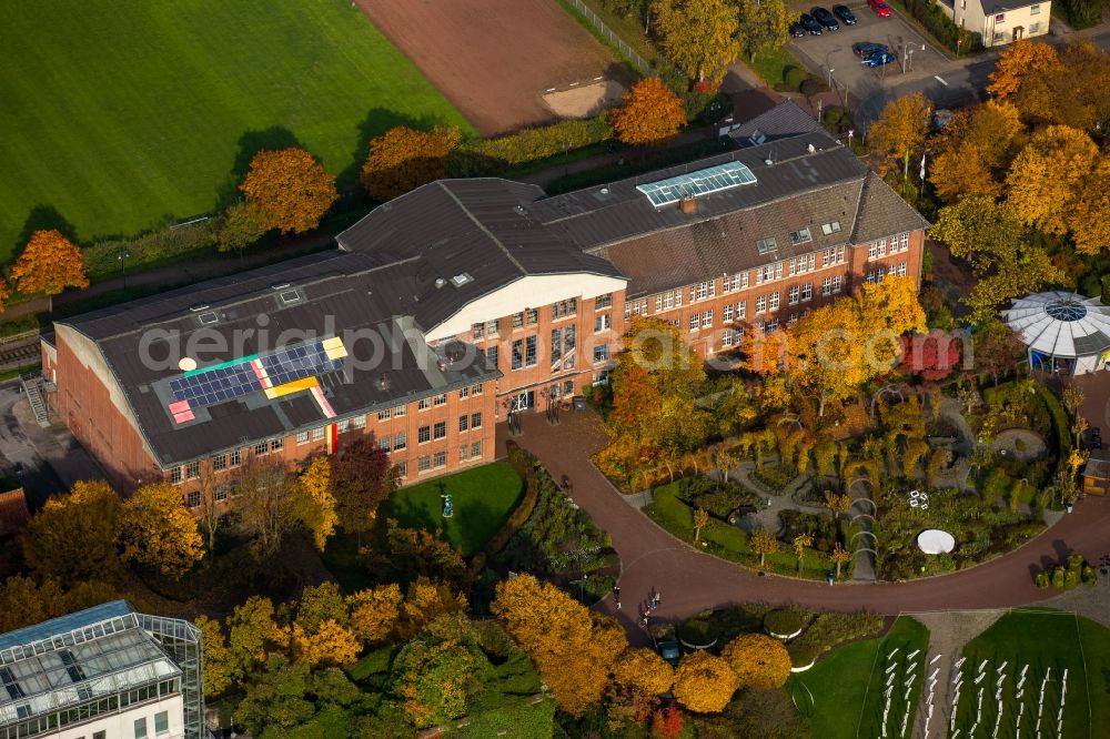 Aerial image Hamm - Maximilian Hall in the North of the park Maximilianpark on site of the former coal mine Maximilian in Hamm in the state of North Rhine-Westphalia