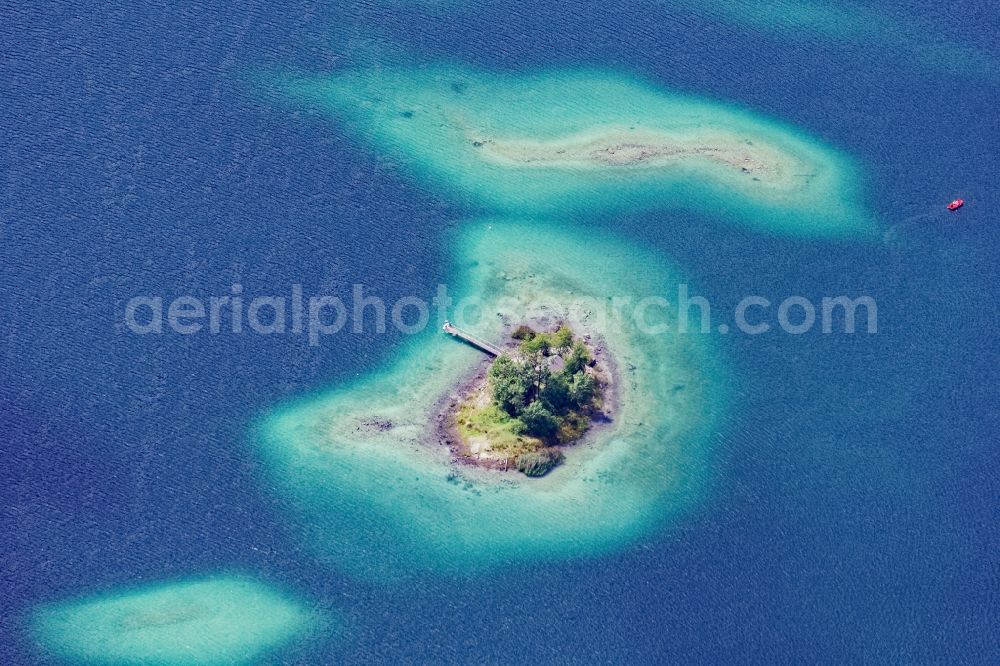 Aerial image Grainau - Maximilian island in the Eibsee lake near Grainau in the state Bavaria, Germany