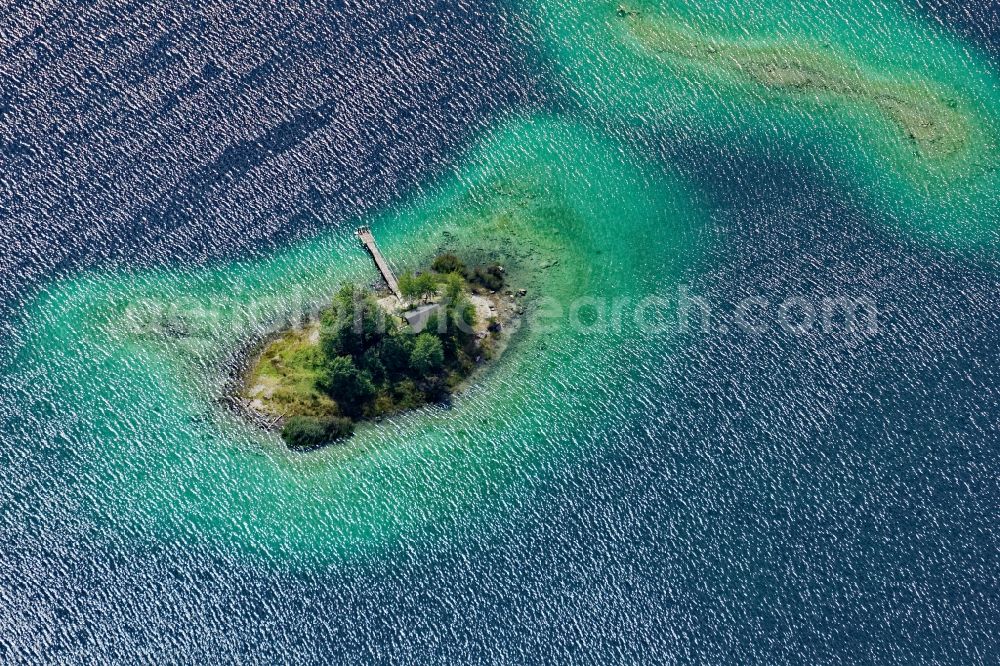 Aerial photograph Grainau - Maximilian island in the Eibsee lake near Grainau in the state Bavaria, Germany