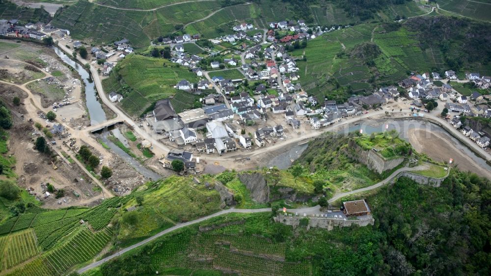 Mayschoß from above - Mayschoss after the flood disaster in the Ahr valley this year in the state Rhineland-Palatinate, Germany