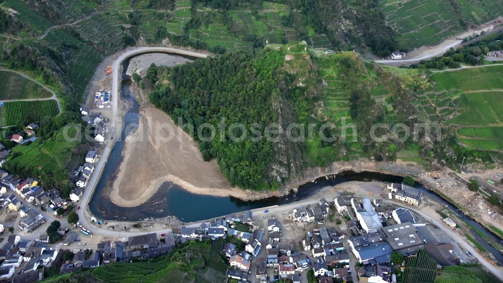 Mayschoß from above - Mayschoss after the flood disaster in the Ahr valley this year in the state Rhineland-Palatinate, Germany