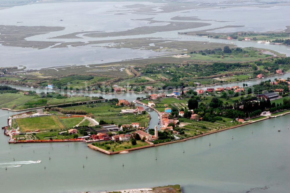 Aerial photograph Mazzorbo - Blick auf die Insel Mazzorbo, westlich von Burano in der Lagune von Venedig. View to the island Mazzorbo, west of Burano in the lagoon of Venice.