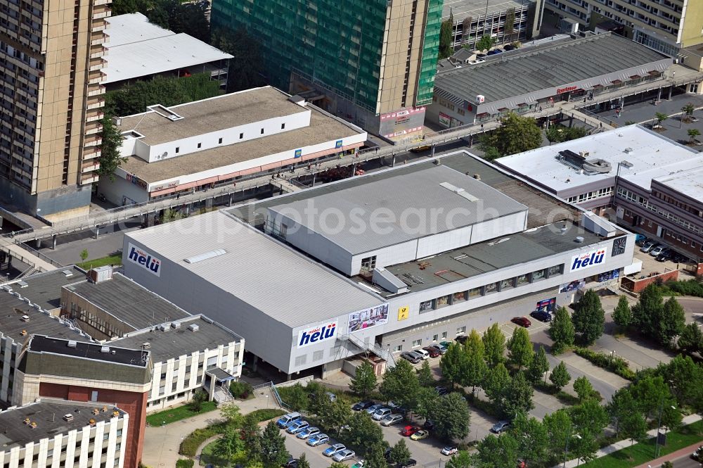 Halle / Saale from above - View of the furniture store Helu Möbel on Neustaedter Passage in Halle / Saale in the district of Halle-Neustadt in Saxony-Anhalt