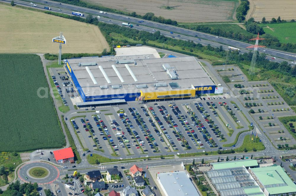 Kamen from the bird's eye view: Blick auf das Möbelhaus IKEA Einrichtungshaus in Kamen. The Extension site at IKEA store in Kamen.