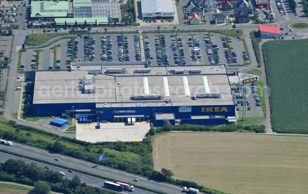 Aerial photograph Kamen - Blick auf das Möbelhaus IKEA Einrichtungshaus in Kamen. The Extension site at IKEA store in Kamen.