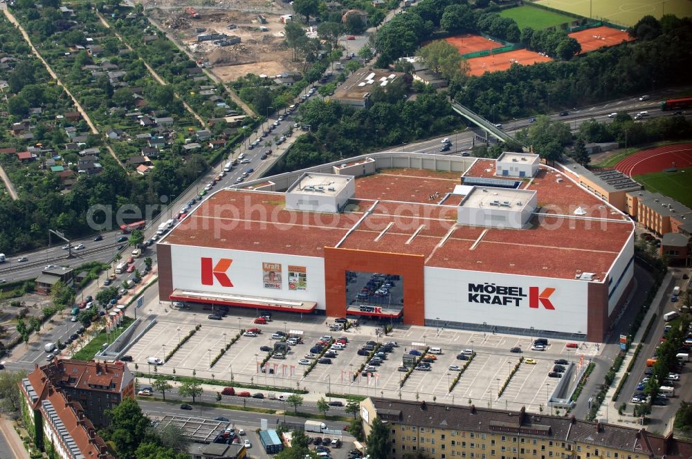 Berlin from the bird's eye view: Das Einrichtungshaus, Möbelhaus MÖBEL KRAFT am Sachsendamm in Berlin-Schöneberg. The furniture store MÖBEL KRAFT in Berlin-Schöneberg.