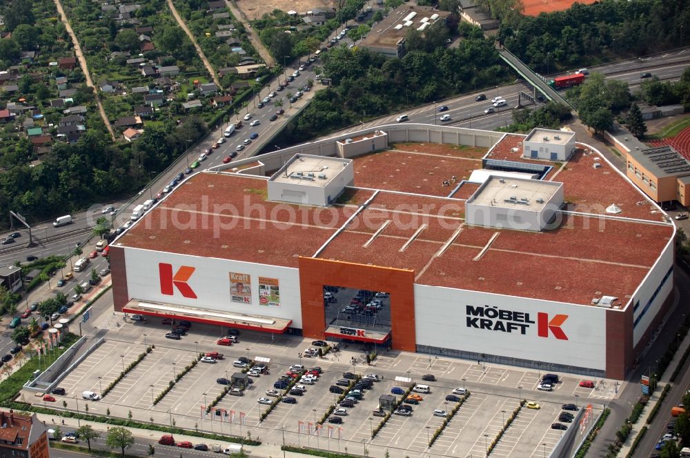 Aerial image Berlin - Das Einrichtungshaus, Möbelhaus MÖBEL KRAFT am Sachsendamm in Berlin-Schöneberg. The furniture store MÖBEL KRAFT in Berlin-Schöneberg.