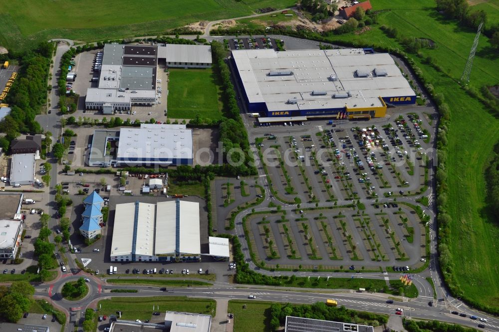 Aerial image Osnabrück - Building of the store - furniture market IKEA Einrichtungshaus Osnabrueck on Rheiner Landstrasse in the district Hellern in Osnabrueck in the state Lower Saxony, Germany