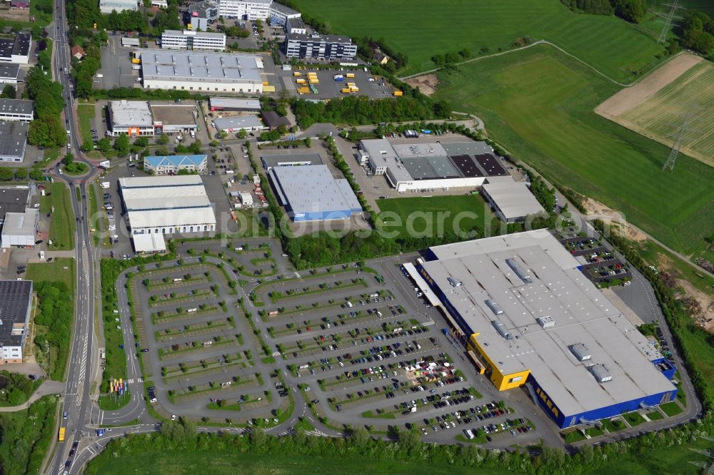 Osnabrück from the bird's eye view: Building of the store - furniture market IKEA Einrichtungshaus Osnabrueck on Rheiner Landstrasse in the district Hellern in Osnabrueck in the state Lower Saxony, Germany