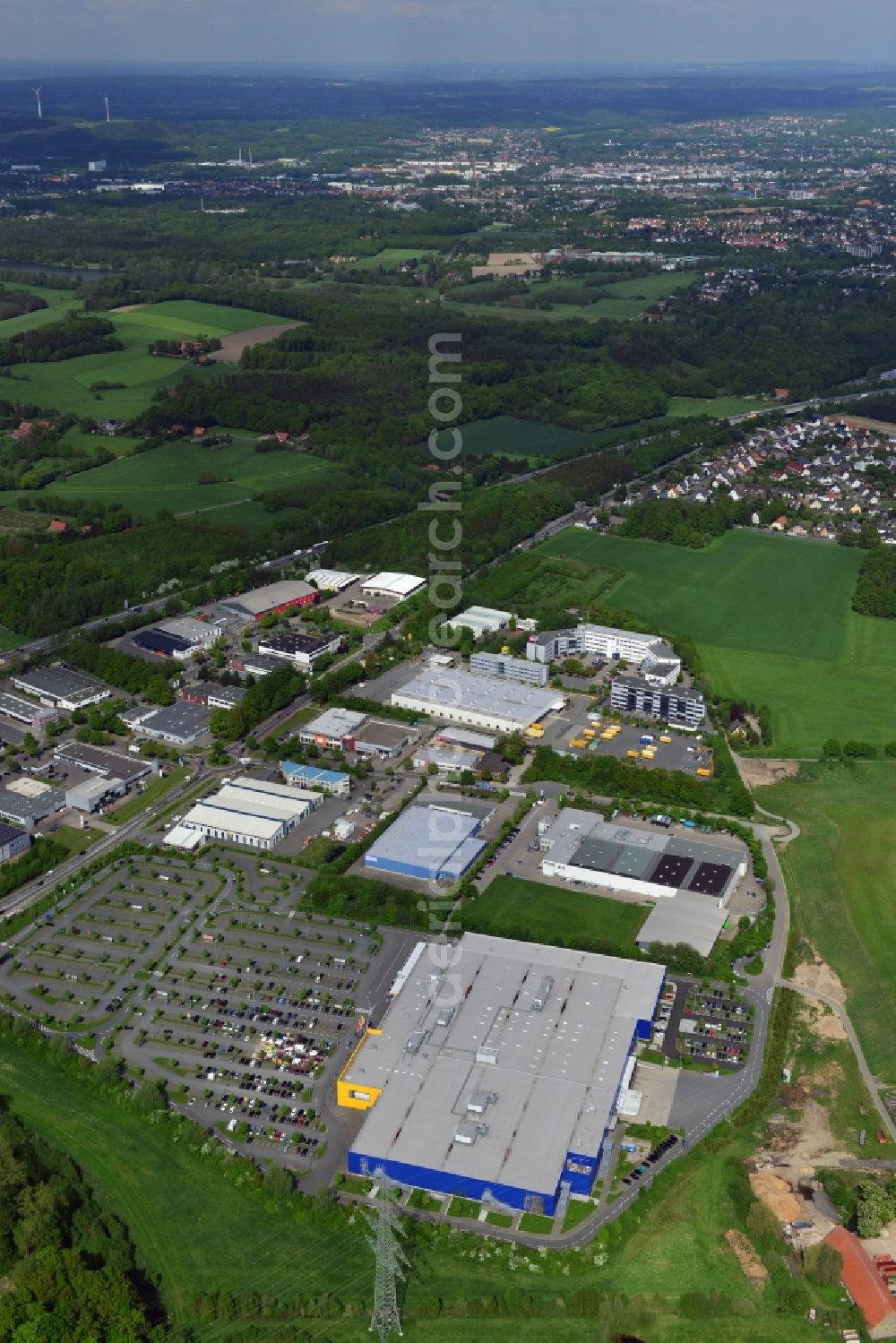 Aerial photograph Osnabrück - Building of the store - furniture market IKEA Einrichtungshaus Osnabrueck on Rheiner Landstrasse in the district Hellern in Osnabrueck in the state Lower Saxony, Germany