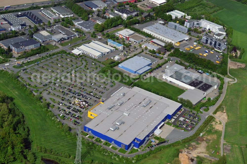 Osnabrück from the bird's eye view: Building of the store - furniture market IKEA Einrichtungshaus Osnabrueck on Rheiner Landstrasse in the district Hellern in Osnabrueck in the state Lower Saxony, Germany