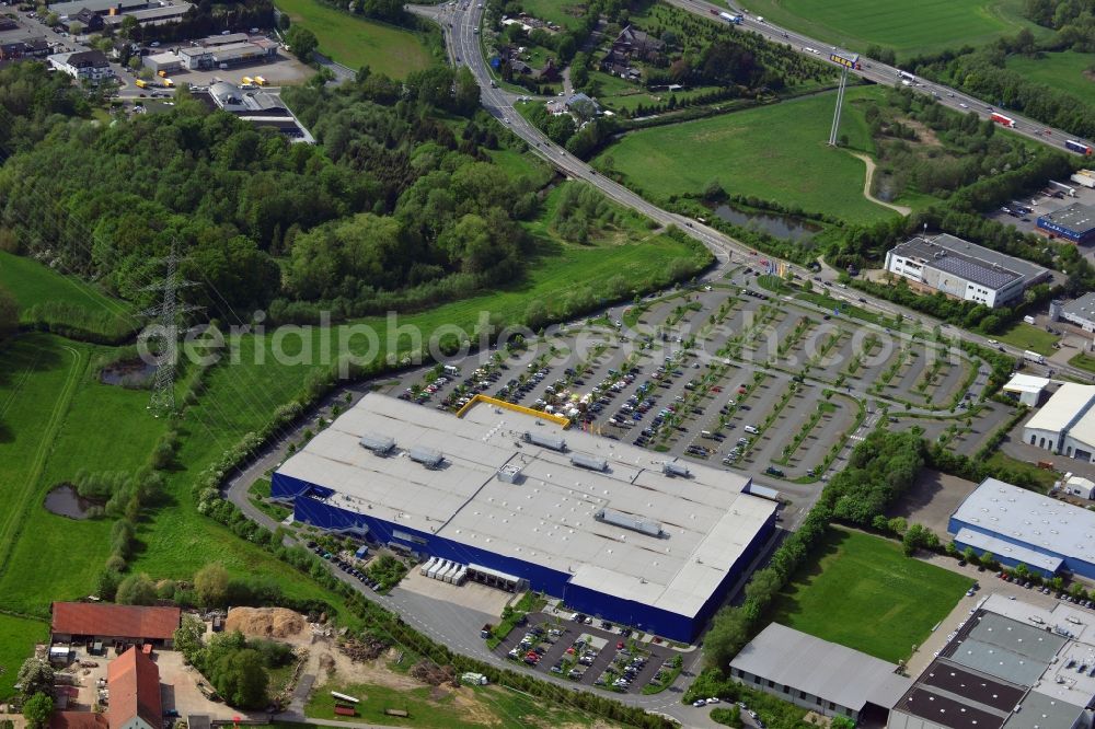 Aerial image Osnabrück - Building of the store - furniture market IKEA Einrichtungshaus Osnabrueck on Rheiner Landstrasse in the district Hellern in Osnabrueck in the state Lower Saxony, Germany