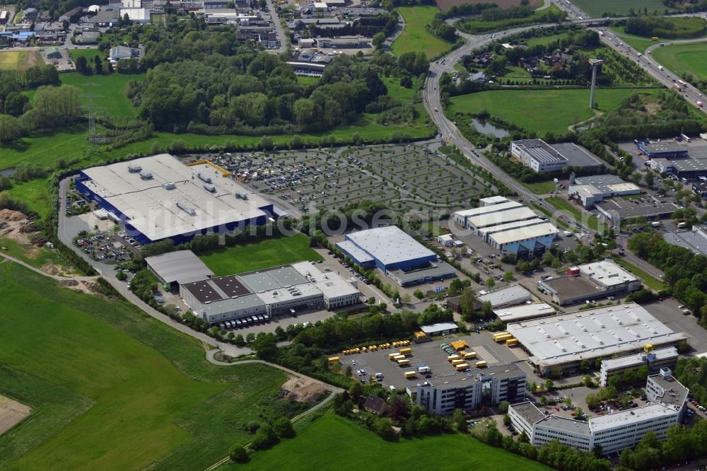 Osnabrück from above - Building of the store - furniture market IKEA Einrichtungshaus Osnabrueck on Rheiner Landstrasse in the district Hellern in Osnabrueck in the state Lower Saxony, Germany