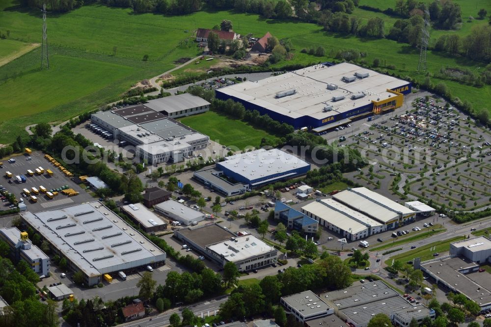 Aerial image Osnabrück - Building of the store - furniture market IKEA Einrichtungshaus Osnabrueck on Rheiner Landstrasse in the district Hellern in Osnabrueck in the state Lower Saxony, Germany