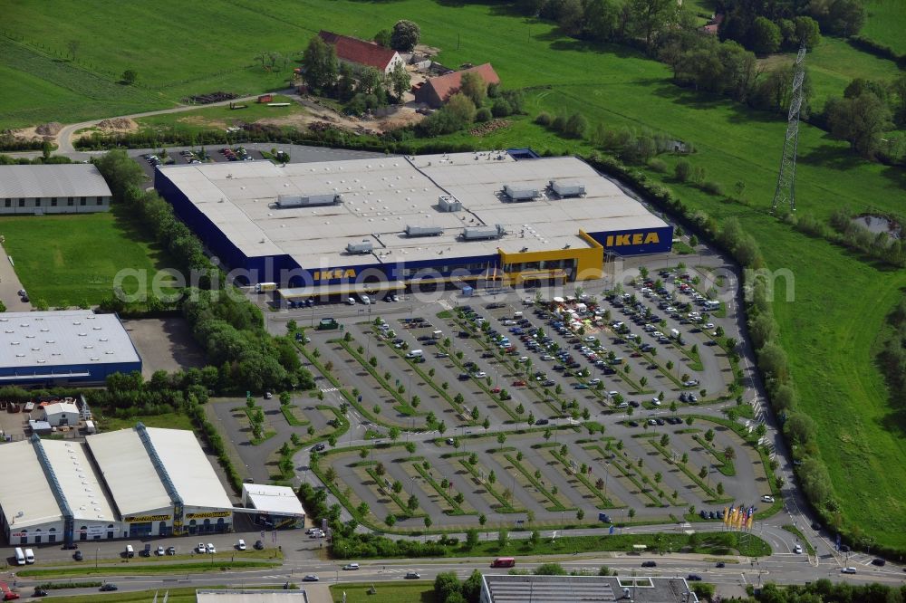 Osnabrück from above - Building of the store - furniture market IKEA Einrichtungshaus Osnabrueck on Rheiner Landstrasse in the district Hellern in Osnabrueck in the state Lower Saxony, Germany