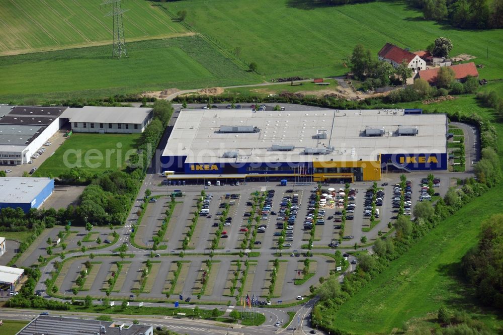 Aerial photograph Osnabrück - Building of the store - furniture market IKEA Einrichtungshaus Osnabrueck on Rheiner Landstrasse in the district Hellern in Osnabrueck in the state Lower Saxony, Germany