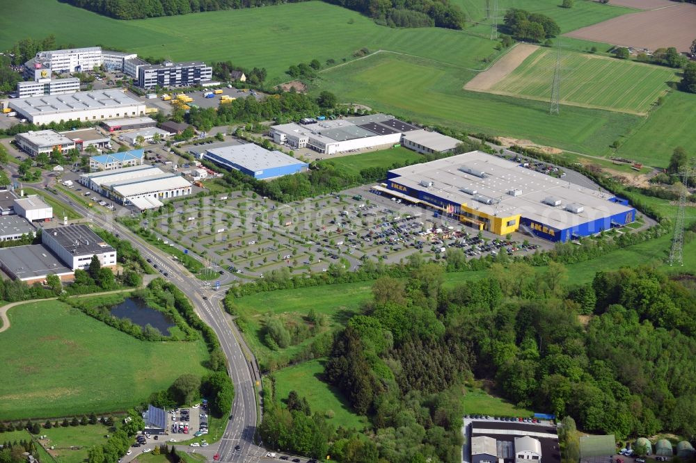 Osnabrück from the bird's eye view: Building of the store - furniture market IKEA Einrichtungshaus Osnabrueck on Rheiner Landstrasse in the district Hellern in Osnabrueck in the state Lower Saxony, Germany