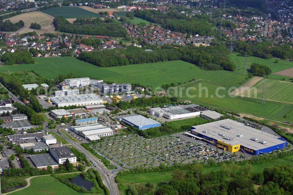 Aerial image Osnabrück - Building of the store - furniture market IKEA Einrichtungshaus Osnabrueck on Rheiner Landstrasse in the district Hellern in Osnabrueck in the state Lower Saxony, Germany