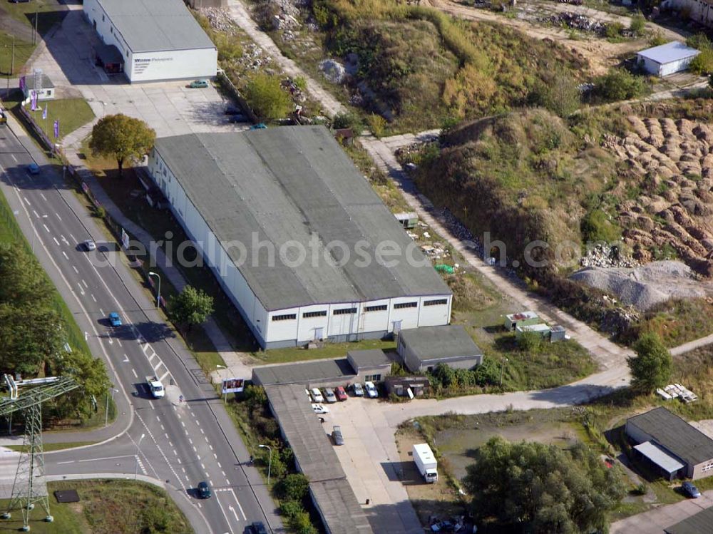 Brandenburg from above - 07.10.2004 Blick auf die Möbeloase auf dem Lagergelände der Firmengruppe Bozkurt in Brandenburg.