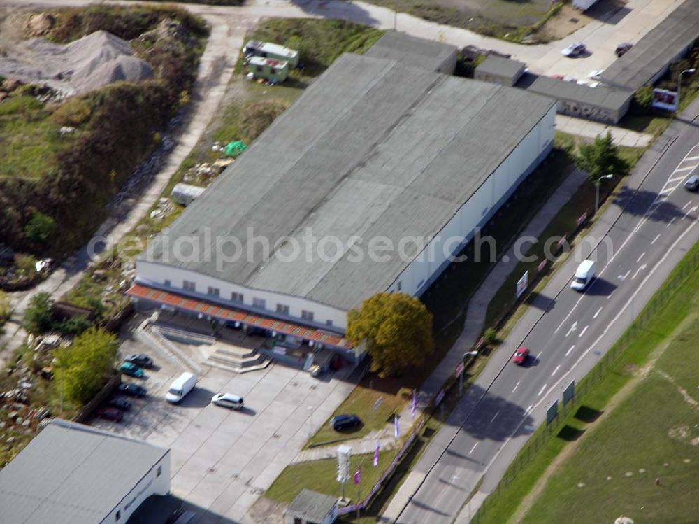 Aerial photograph Brandenburg - 07.10.2004 Blick auf die Möbeloase auf dem Lagergelände der Firmengruppe Bozkurt in Brandenburg.