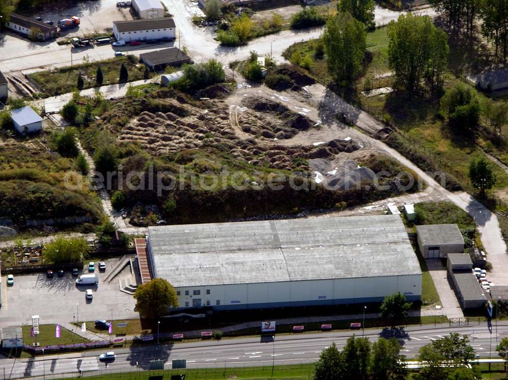 Aerial image Brandenburg - 07.10.2004 Blick auf die Möbeloase auf dem Lagergelände der Firmengruppe Bozkurt in Brandenburg.