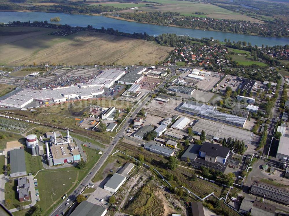 Aerial photograph Brandenburg - 07.10.2004 Blick auf die Möbeloase auf dem Lagergelände der Firmengruppe Bozkurt in Brandenburg.