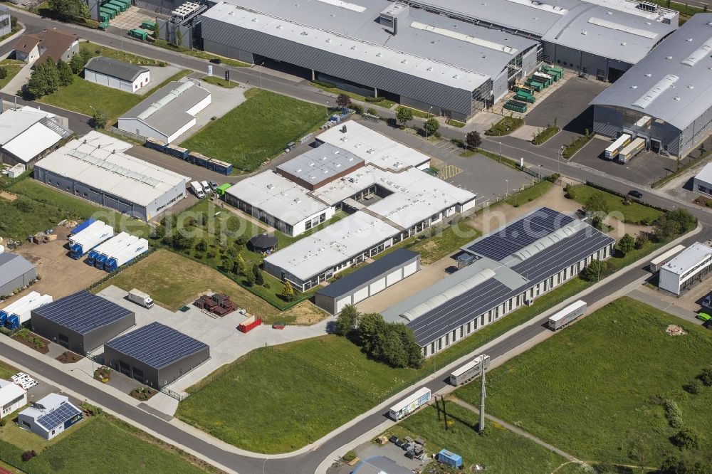 Aerial image Monschau - Buildings and production halls on the premises of the cabinet maker company Breuer CNC-Fraestechnik + Schreinerei in the district Imgenbroich in Monschau in the state North Rhine-Westphalia, Germany