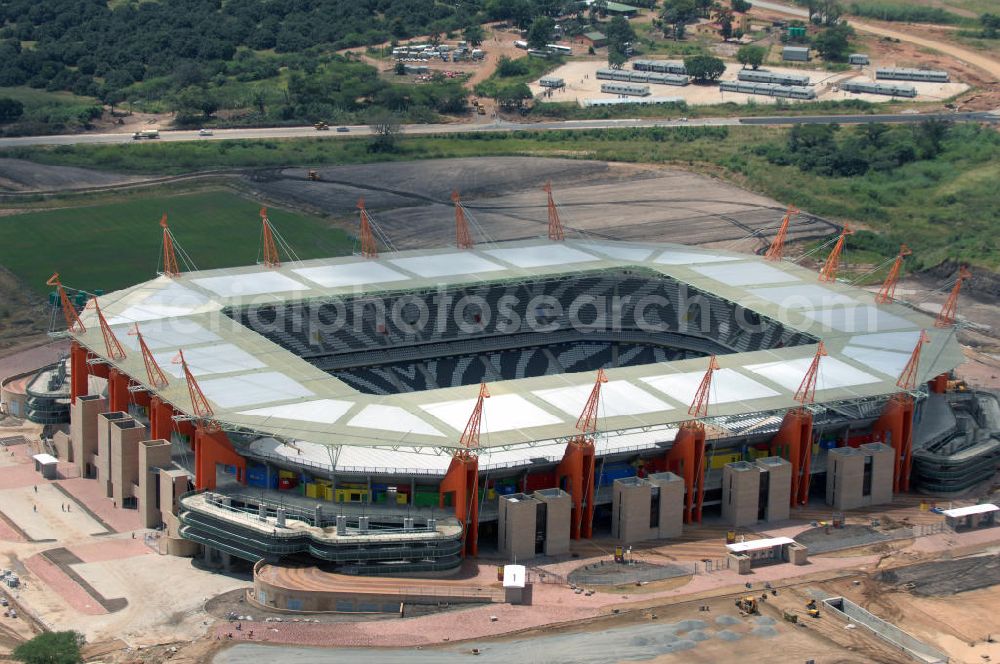 Aerial image Nelspruit - Blick auf das Mbombela-Stadion in Nelspruit in der Provinz Mpumalanga in Südafrika, erbaut zur Fußball-Weltmeisterschaft. View of the Mbombela-Stadium in Nelspruit in South Africa for the FIFA World Cup 2010.