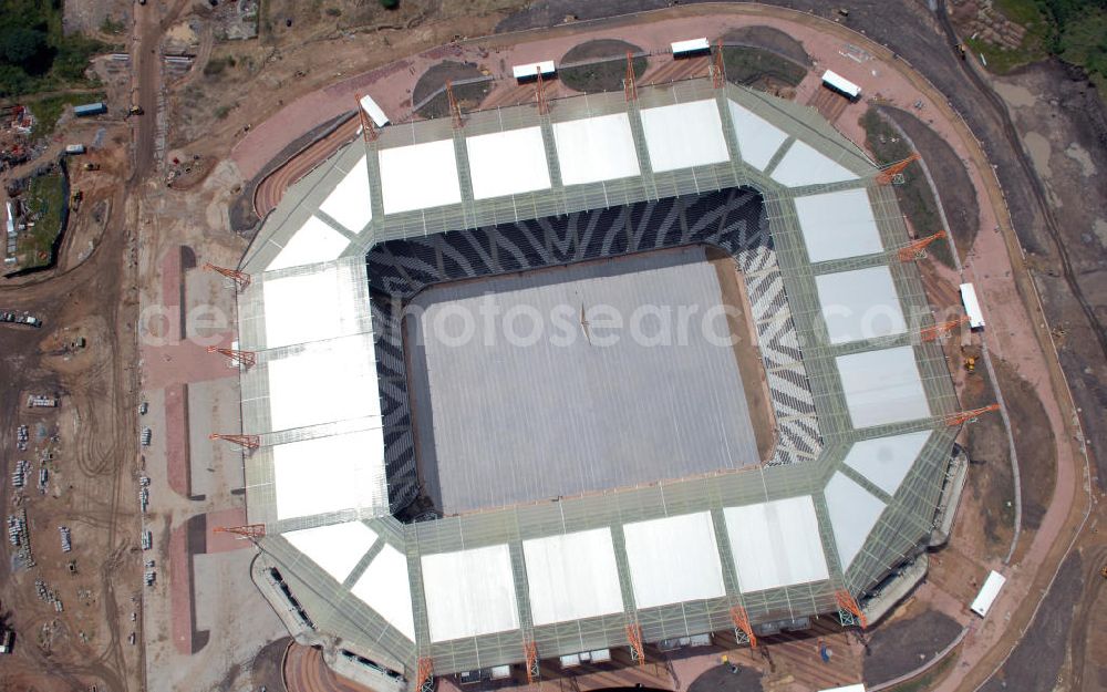 Aerial photograph Nelspruit - Blick auf das Mbombela-Stadion in Nelspruit in der Provinz Mpumalanga in Südafrika, erbaut zur Fußball-Weltmeisterschaft. View of the Mbombela-Stadium in Nelspruit in South Africa for the FIFA World Cup 2010.