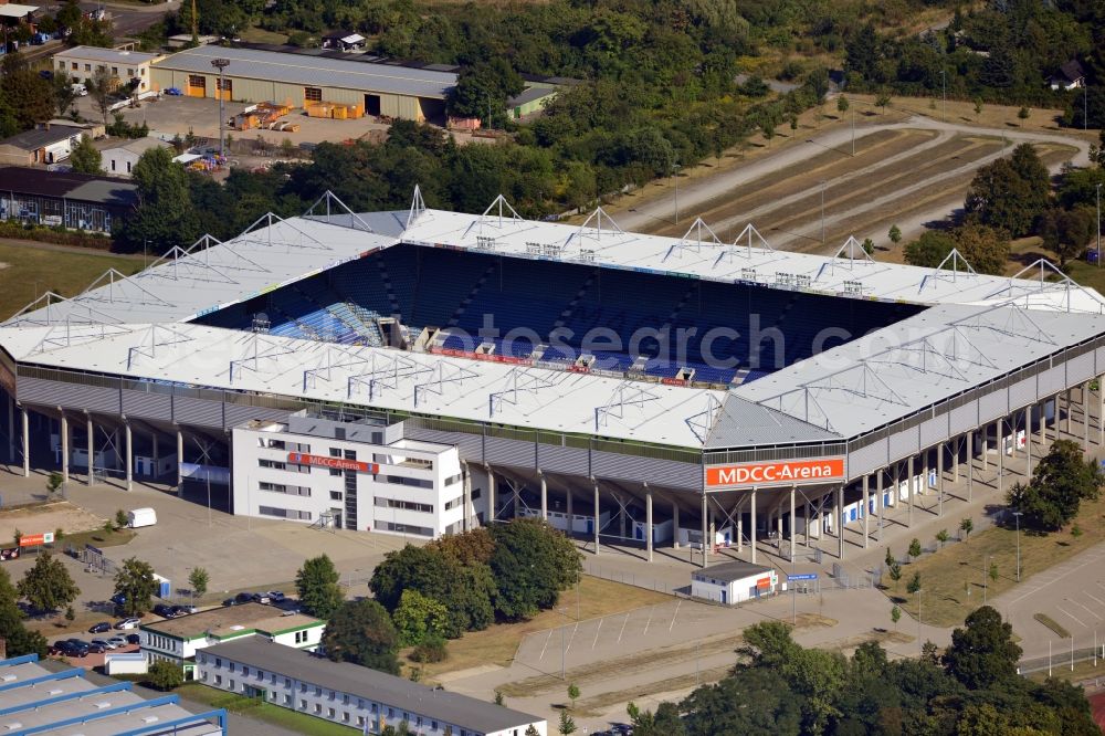 Magdeburg from above - View of the MDCC Arena in Magdeburg in the state of Saxony-Anhalt