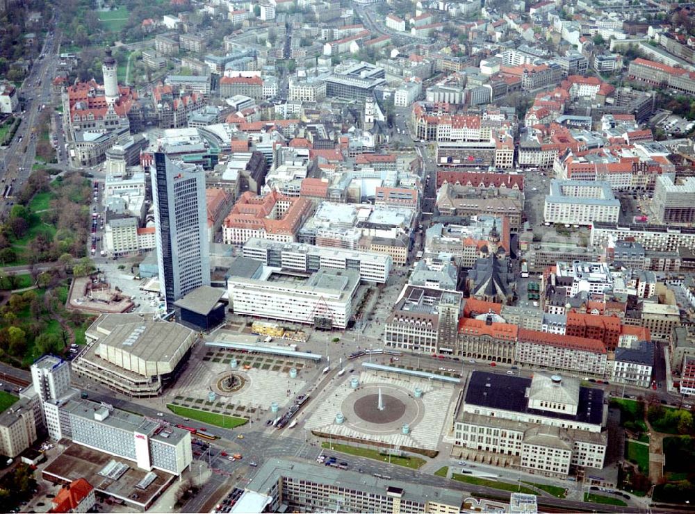 Leipzig / Sachsen from the bird's eye view: MDR-Hochhaus (ehem.Unihochhaus) am Gewandhaus in Leipzig.