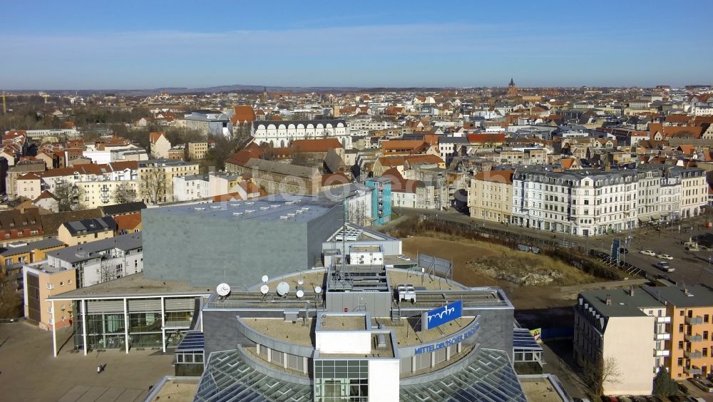 Halle ( Saale ) from above - MDR State Broadcasting House Concert Hall Haendelhalle and peak in Halle (Saale) in Saxony-Anhalt