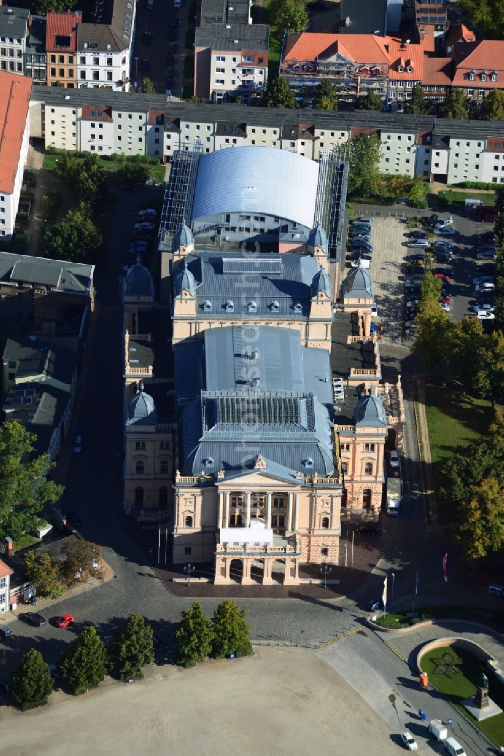 Schwerin from above - The Mecklenburg State Theatre Schwerin in Mecklenburg-Western Pomerania