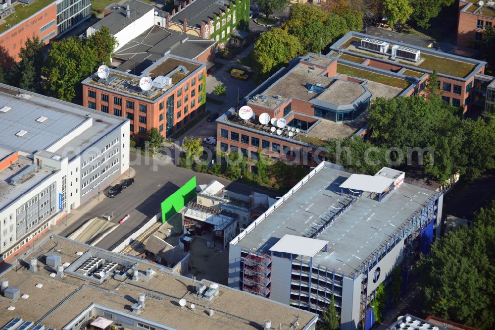 Potsdam from above - View at the broadcasting center of the state-owned radio and television broadcaster RBB Radio Berlin Brandenburg on the site of the Media City Babelsberg in Potsdam in the federal state of Brandenburg