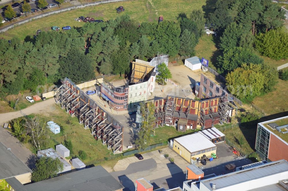 Aerial image Potsdam - View at a movie scenery at the Studio Babelsberg on the grounds of the Media City Babelsberg in Potsdam in Brandenburg