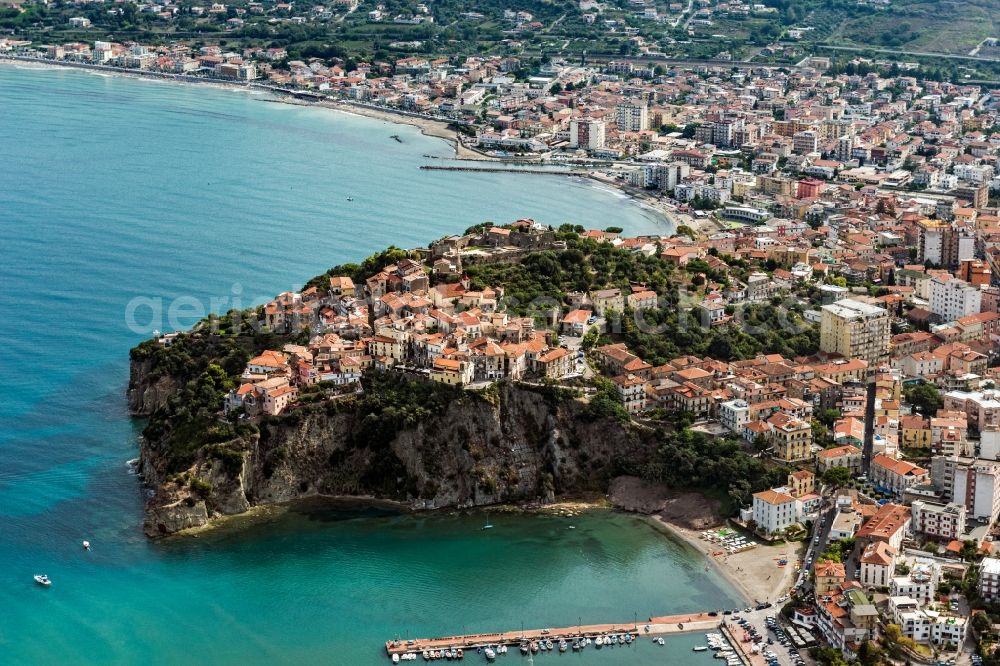 Aerial image Agropoli - Townscape on the seacoast of Agropoli in Campania, Italy