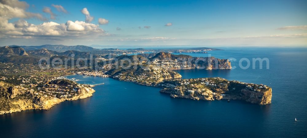 Andratx from the bird's eye view: Townscape on the seacoast of Balearic Sea in Andratx in Balearic Islands, Spain