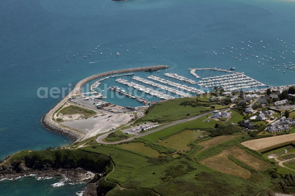 Aerial image Saint-Cast-le-Guildo - Townscape on the seacoast at Saint-Cast-le-Guildo in Brittany, France